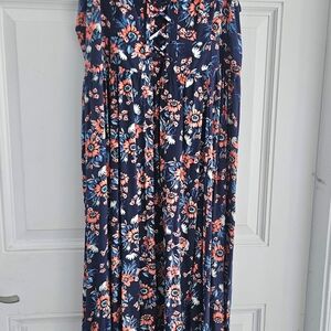 Torrid Blue and Pink Floral High Low Dress